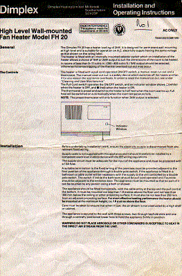 dimplex fh20     user guide
