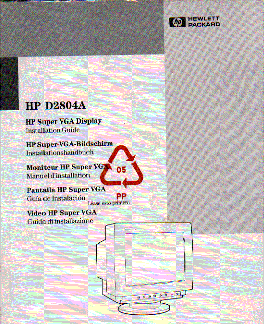 hewlett packard HP d28024a super vga monitor instruction manual