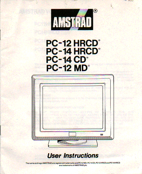amstrad pc12 hrcd pc14 hrcd pc14cd pc12md  monitor  instruction manual