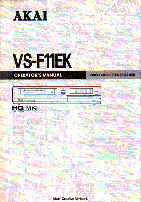 akai vsf11ek video  recorder    instruction manual users guide
