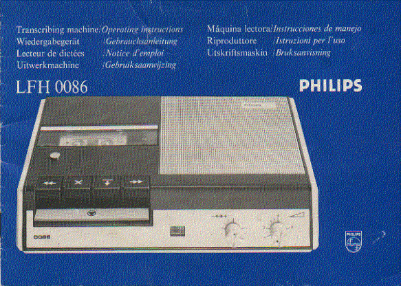philips LFH 0086 transcribing machine user guide