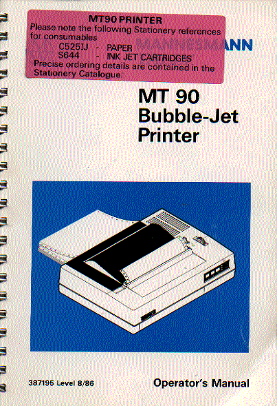 mannesmann mt90 bubble jet printer user guide