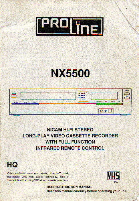 proline nx5500 veido recorder    instruction manual users guide
