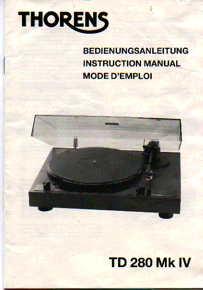 thorens td 280 mk 4 iv turntable  user guide